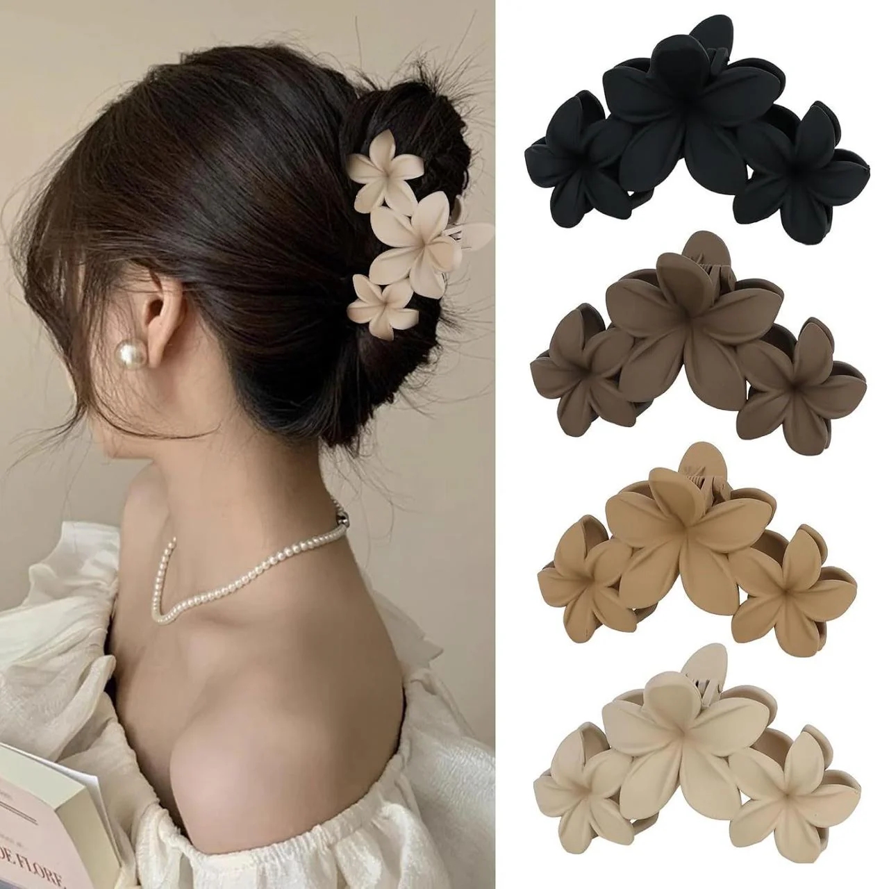 Triple Flower Hair Claws- matte - Image 3