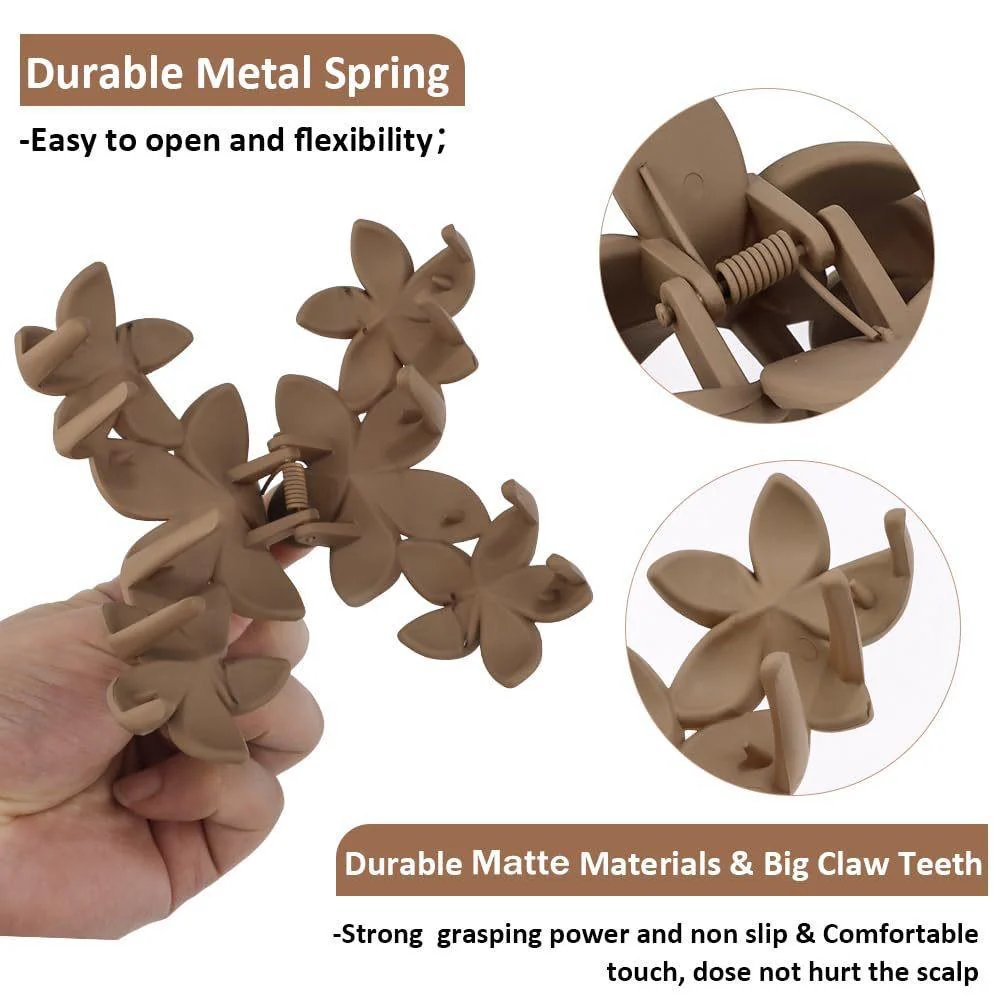 Triple Flower Hair Claws- matte - Image 4