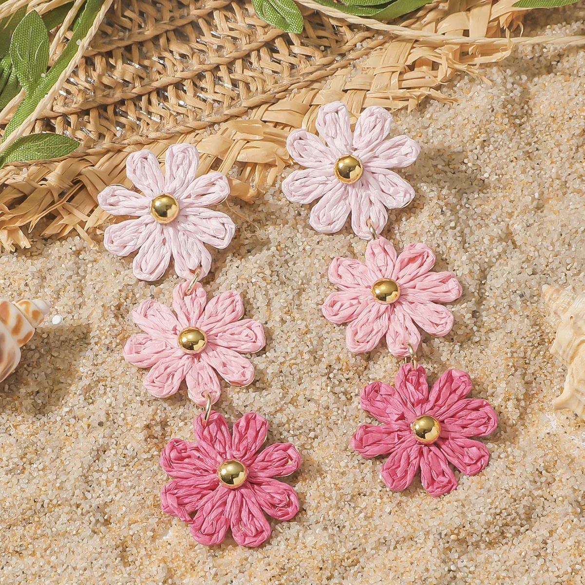 Triple tint of Pink Earrings
