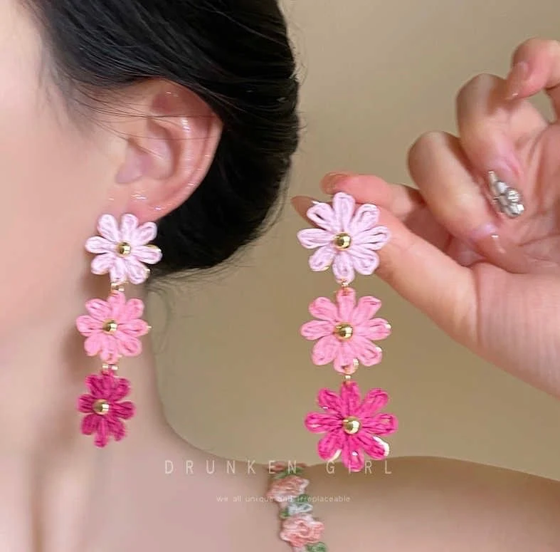 Triple tint of Pink Earrings - Image 2