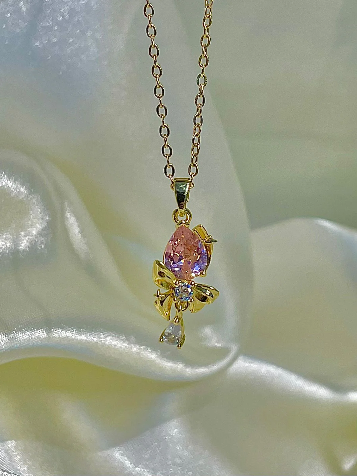 Tulip Bow drop Necklace - Image 2