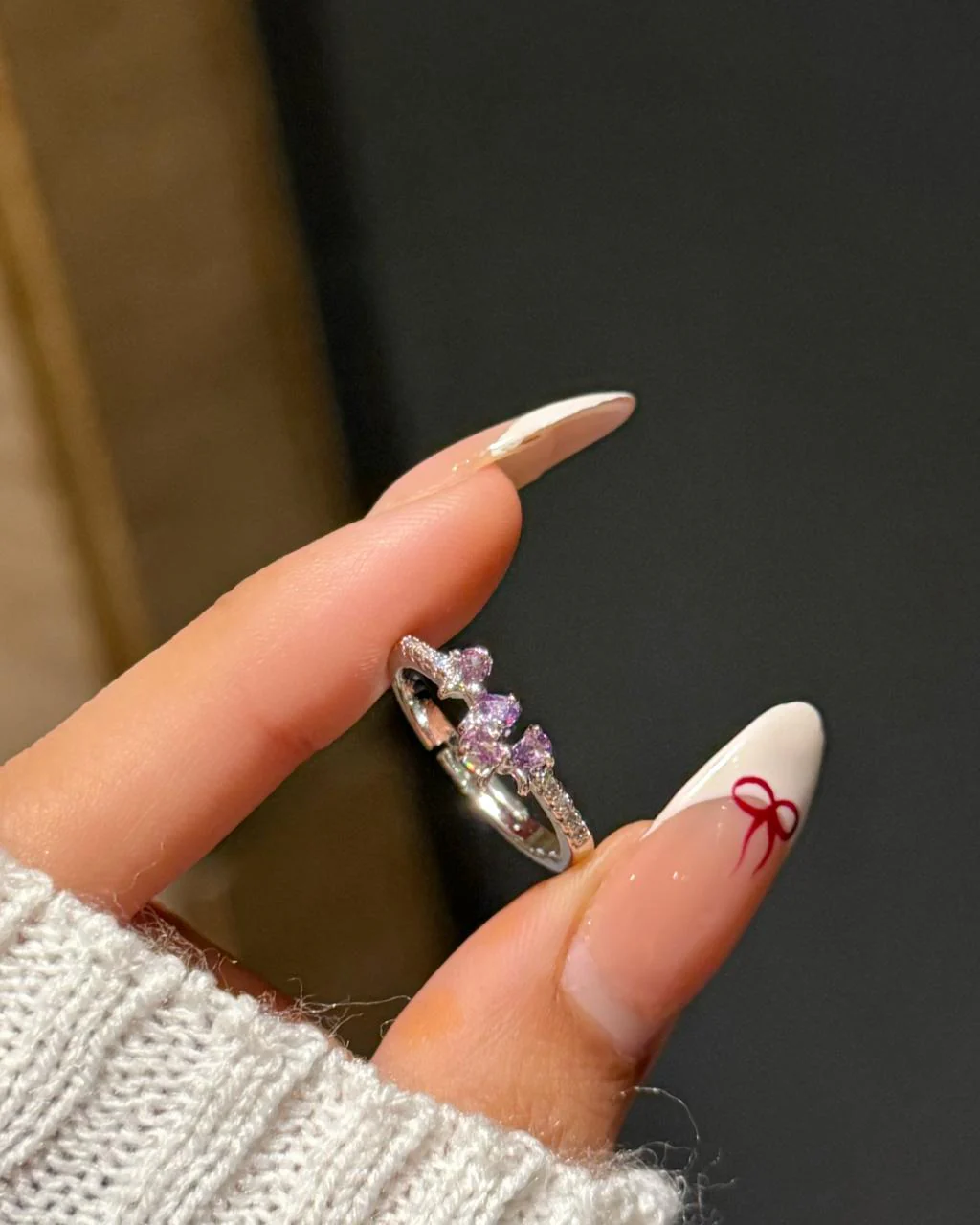 Twin Bow Ring- purple - Image 3