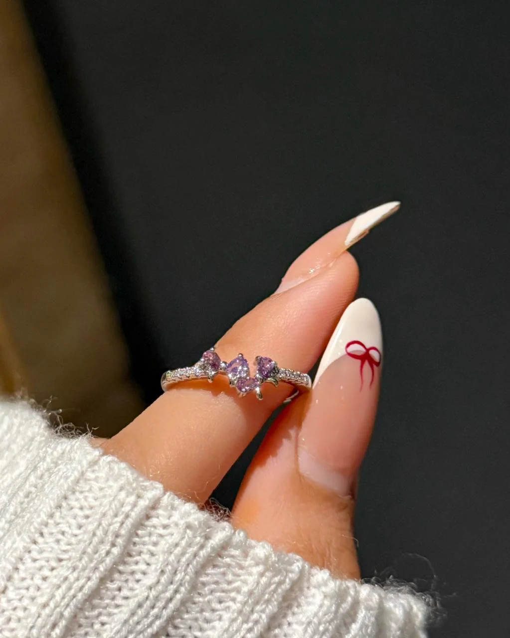 Twin Bow Ring- purple - Image 4