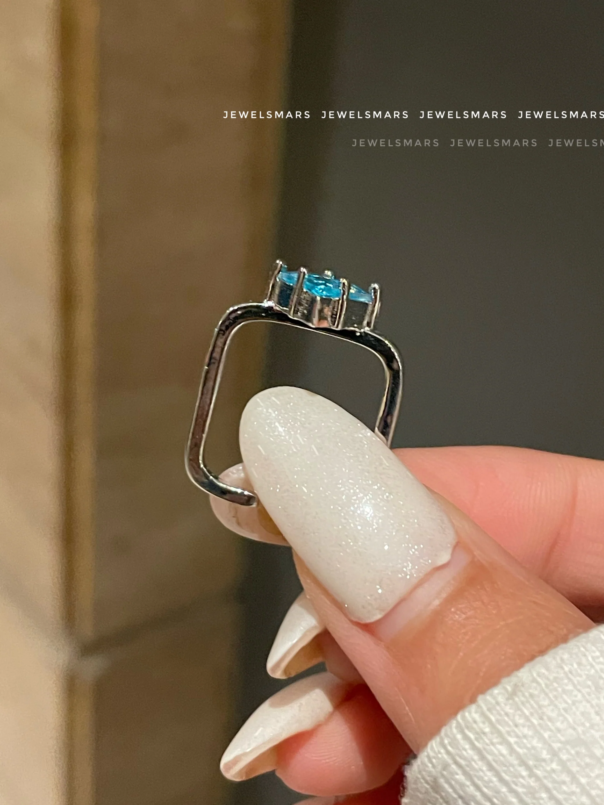 Unique Solitaire Ring- blue - Image 2
