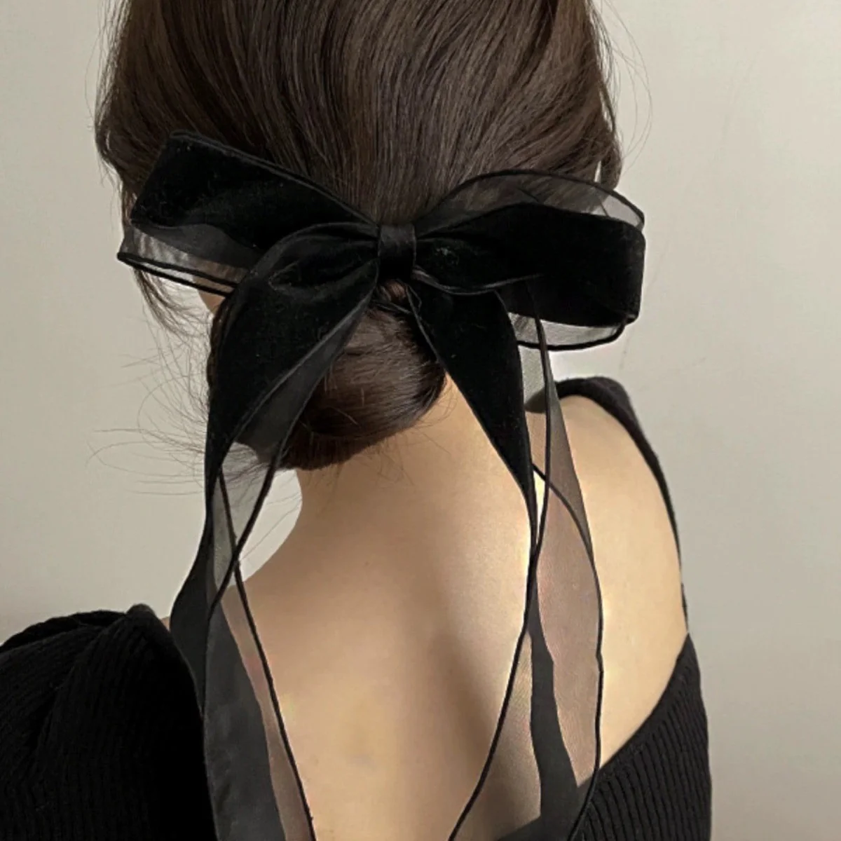 Velvet Veil Hair Bow - Image 3