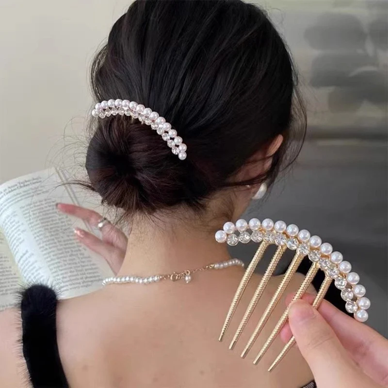 Vintage French Pearls Hair comb - Image 4
