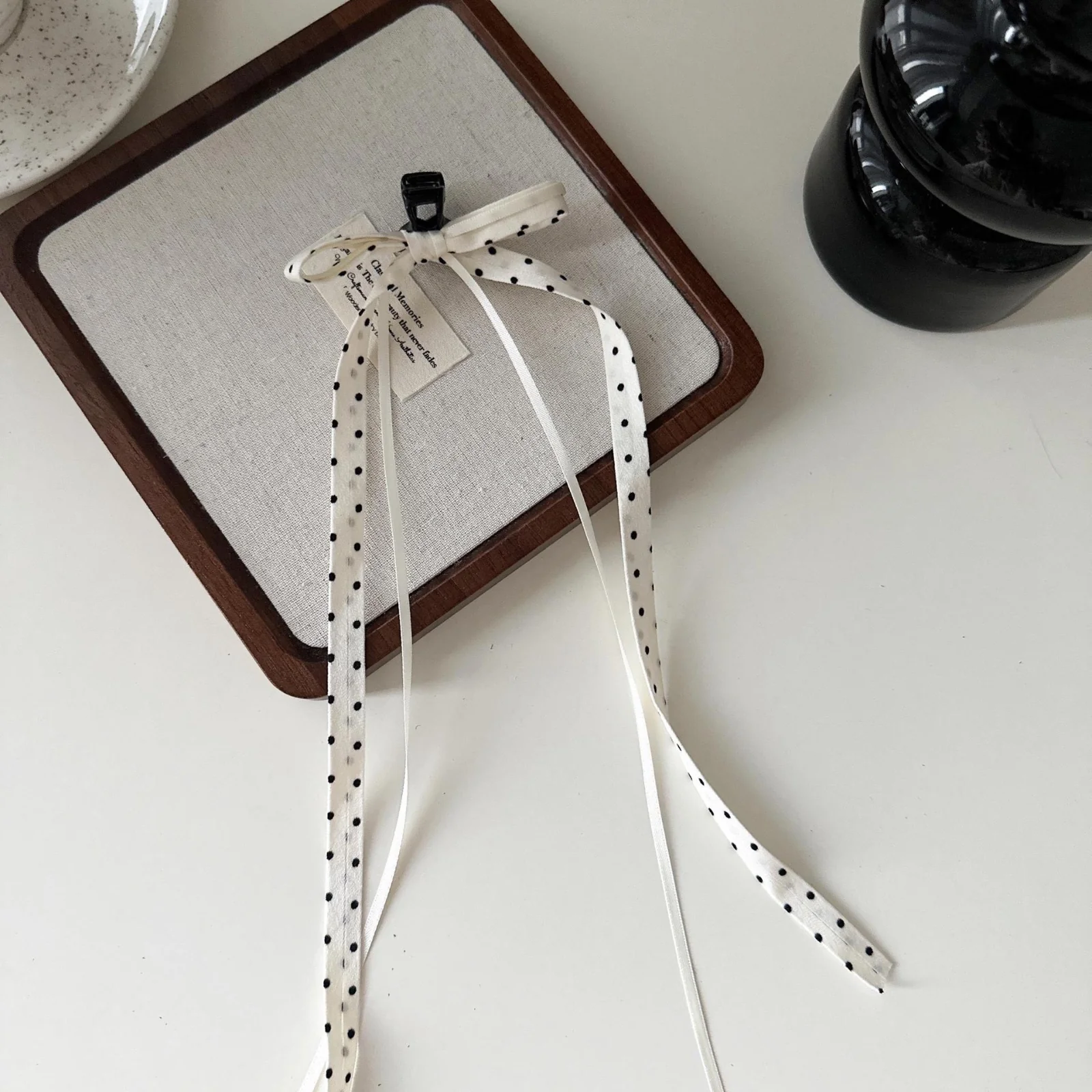Vintage Monochrome Hair Bow - Image 2