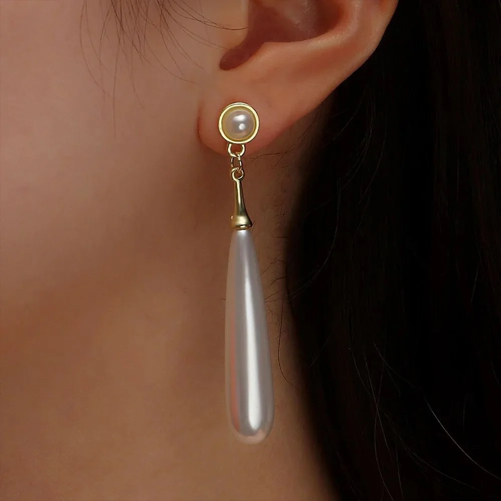 Vintage Pearl Drop Earrings - Image 2