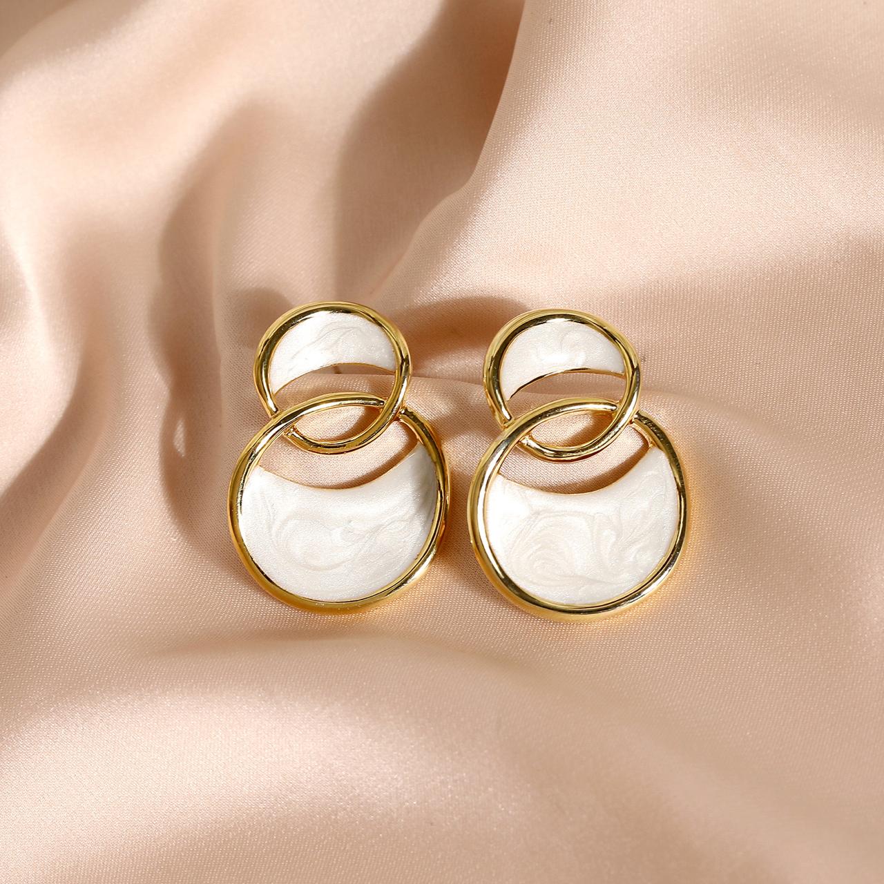 White Statement Earrings