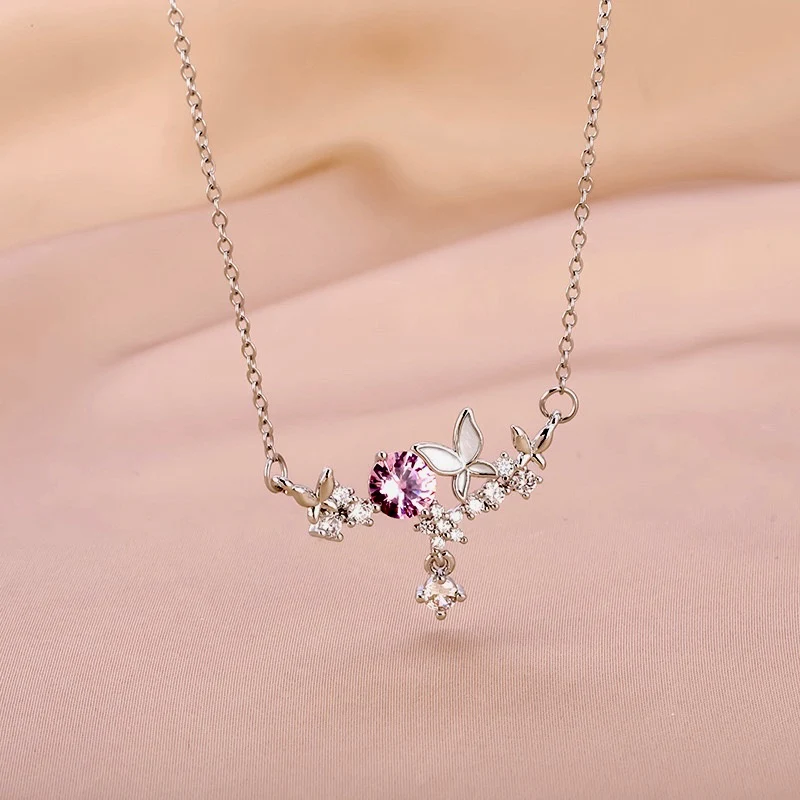 Winged in Carnation Necklace