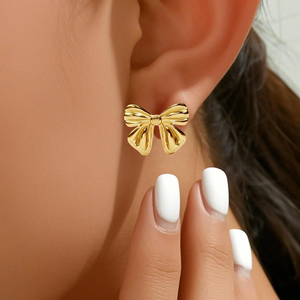 Wrapped with Gold Bow Earrings - Image 2