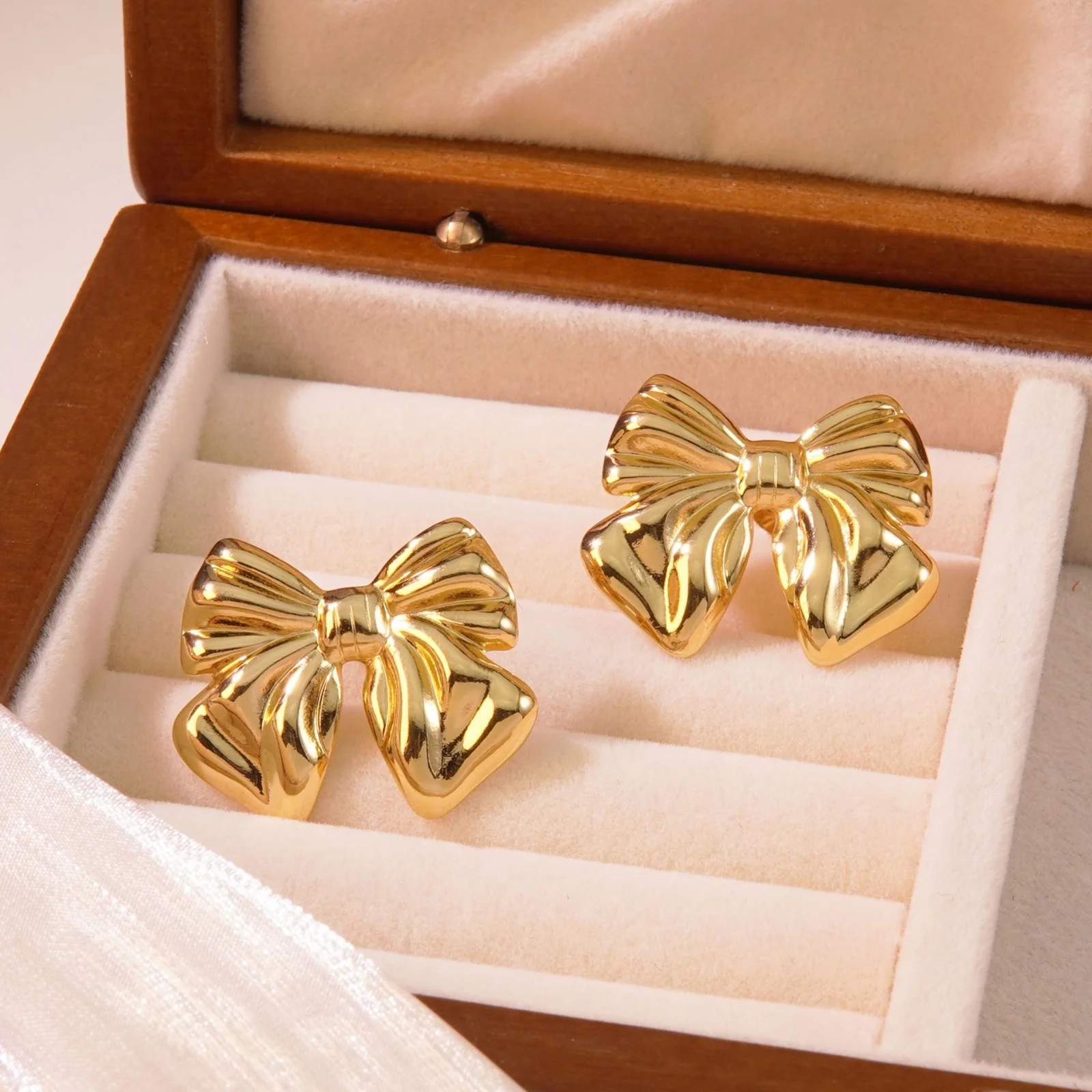 Wrapped with Gold Bow Earrings - Image 3