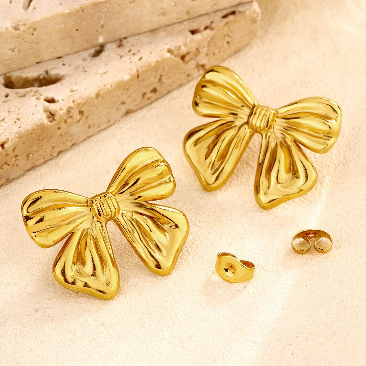 Wrapped with Gold Bow Earrings - Image 4