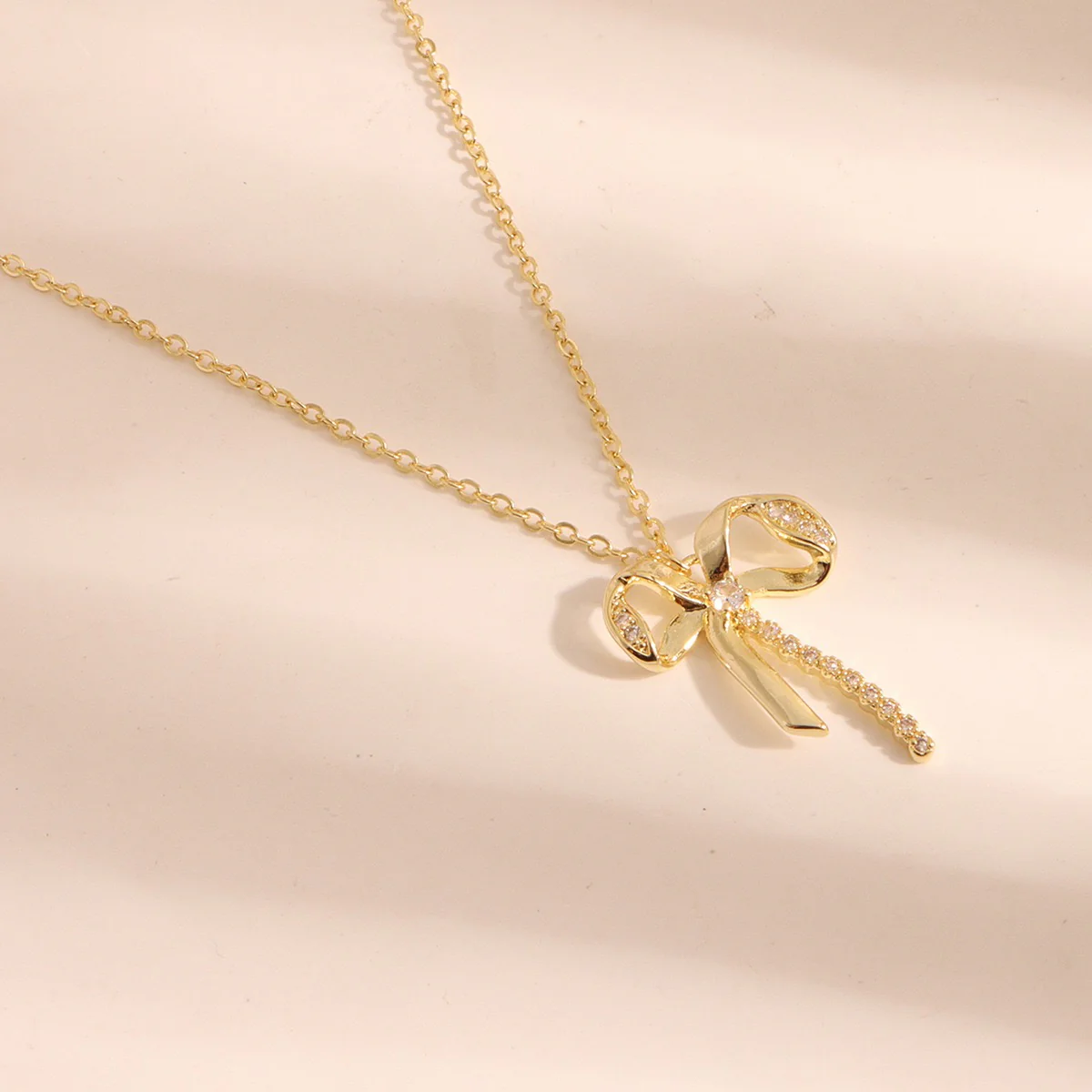 Wrapped with Rhinestone Bow Necklace - Image 2